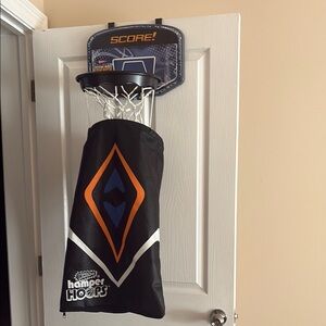 Black Over-the-Door Basketball Hoop with Net and Scoreboard